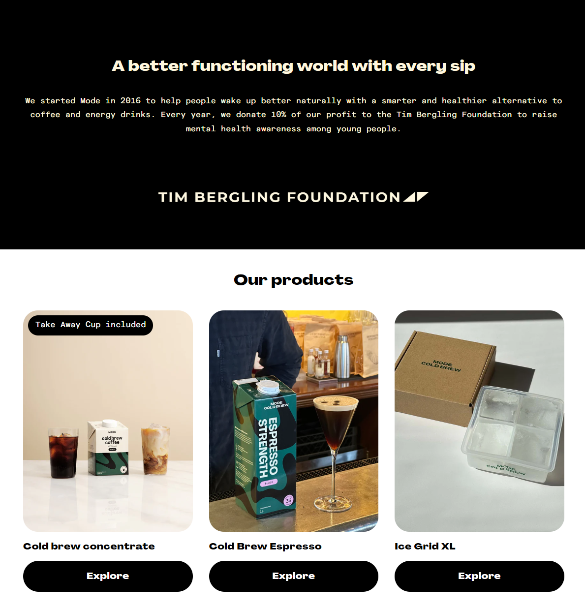 Mode Cold Brew Screen